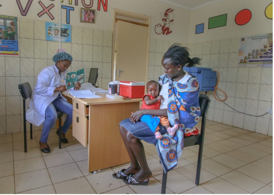 a women and her child in a school