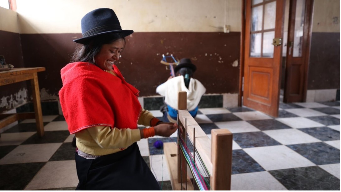 a women making something